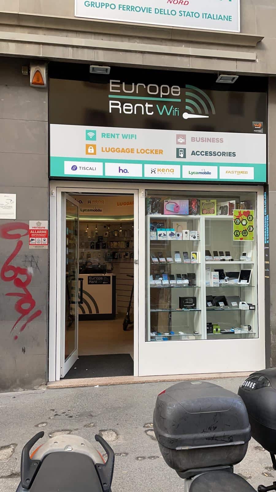Shop front of Europe Rent WiFi at Via Santa Caterina da Siena 17R, Florence